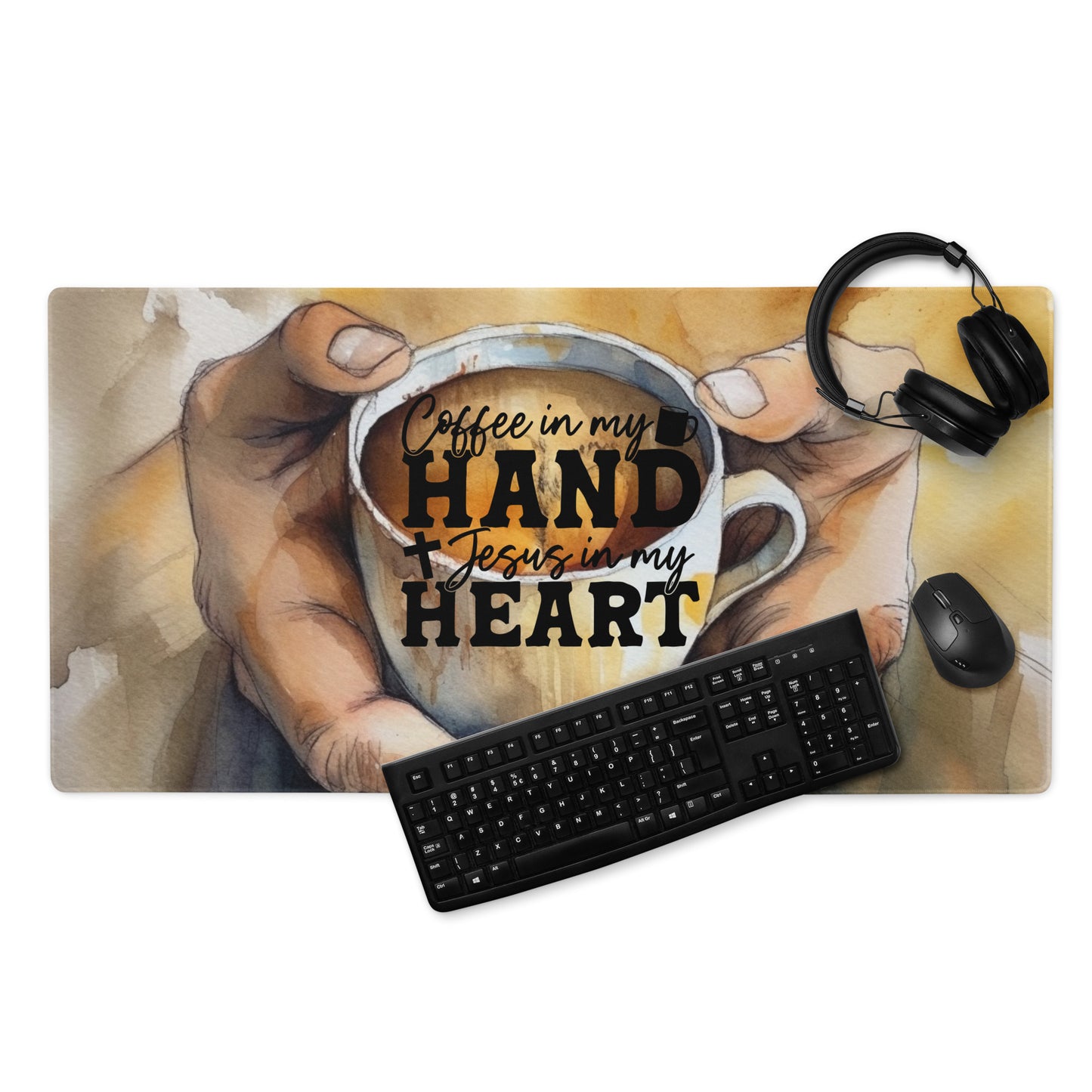 Coffee In My Hand Jesus In My Heart Gaming mouse pad